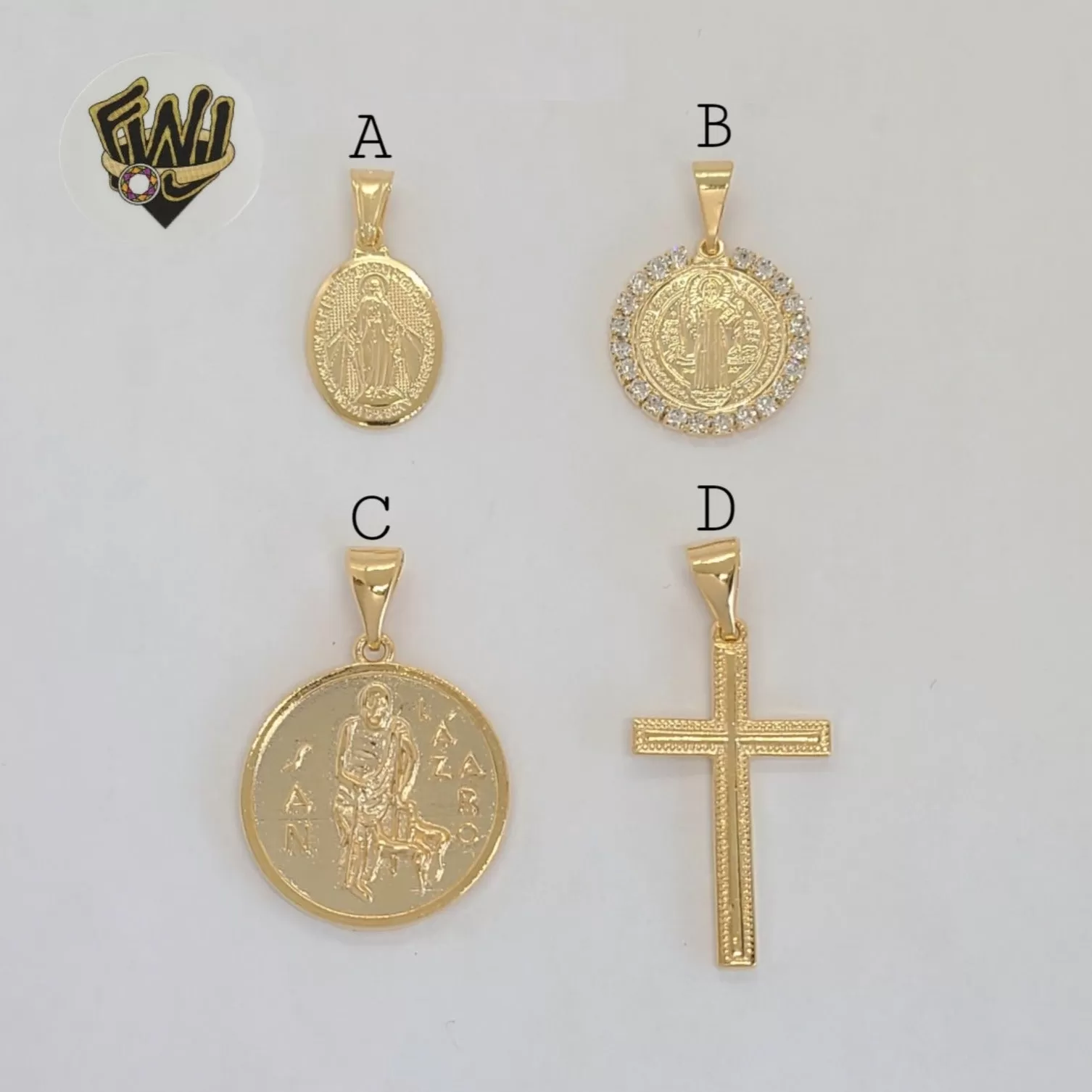 (1-2413) Gold Laminate - Religious Pendants - BGF