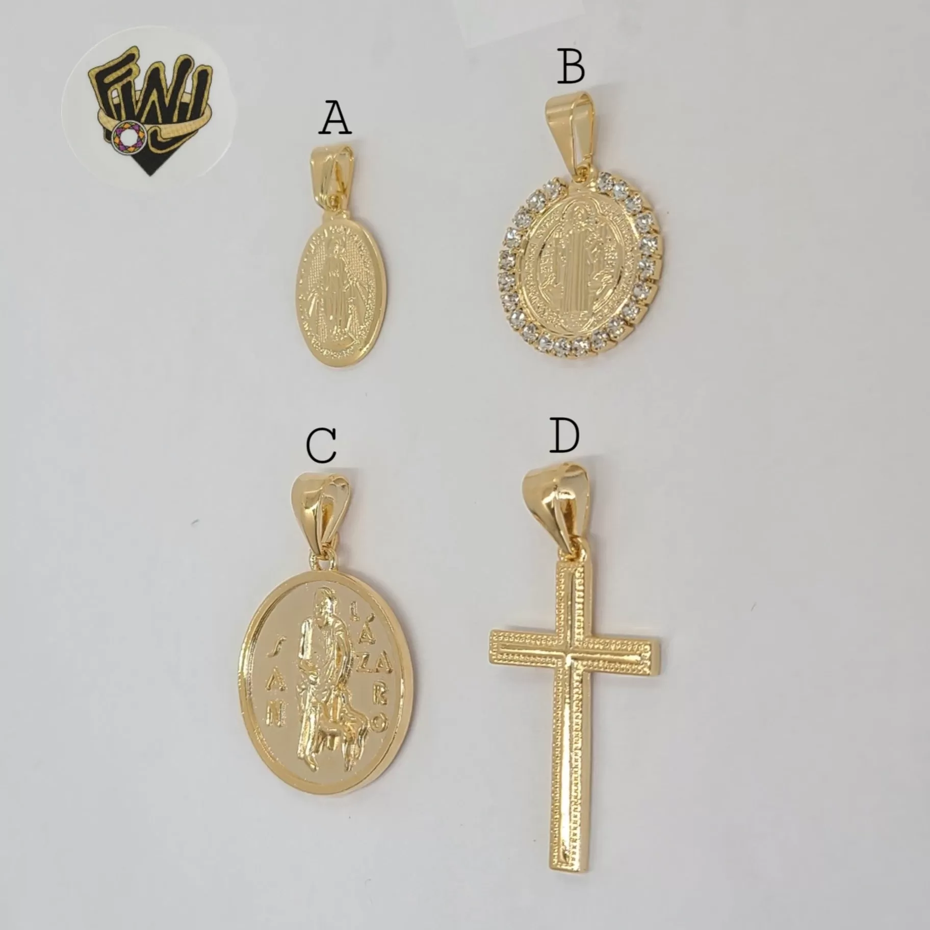 (1-2413) Gold Laminate - Religious Pendants - BGF