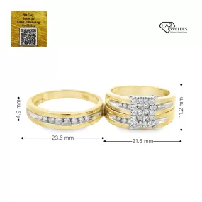 10K Gold 5/8 CTW Diamond Wedding Trio Set