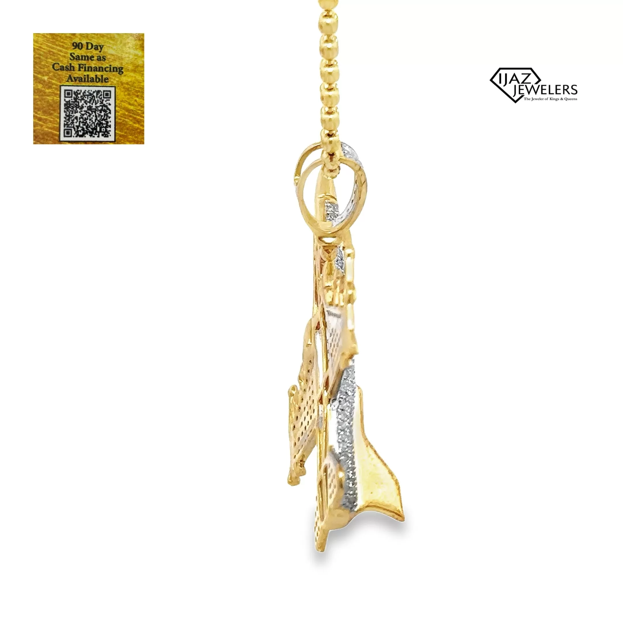 10K Gold 7/8 CTW Diamond Fighter Jet Charm