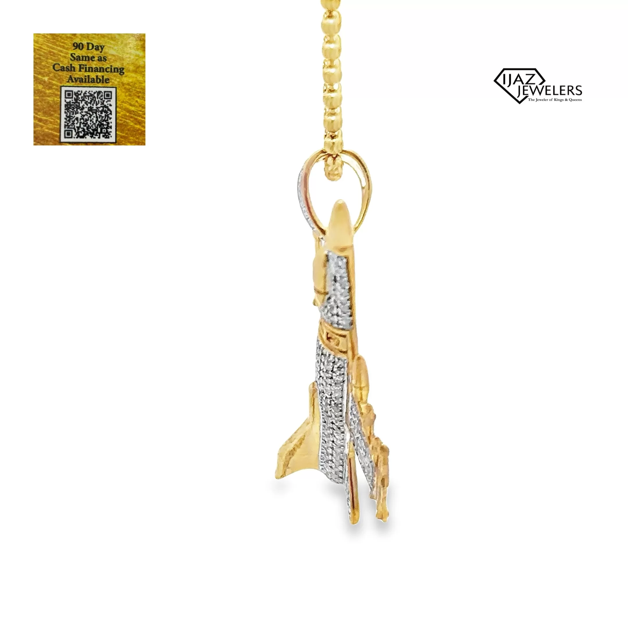 10K Gold 7/8 CTW Diamond Fighter Jet Charm