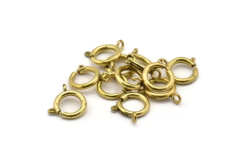 12mm Brass Clasps - 20 Raw Brass Round Ring Clasps (12mm) 1709  A0429