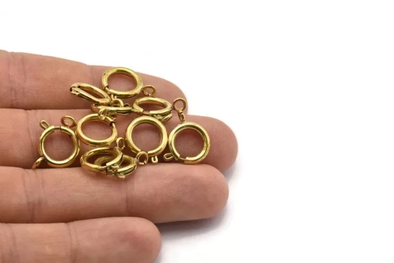 12mm Brass Clasps - 20 Raw Brass Round Ring Clasps (12mm) 1709  A0429