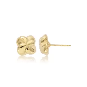 14k Gold Puffed Twist Stud Earrings