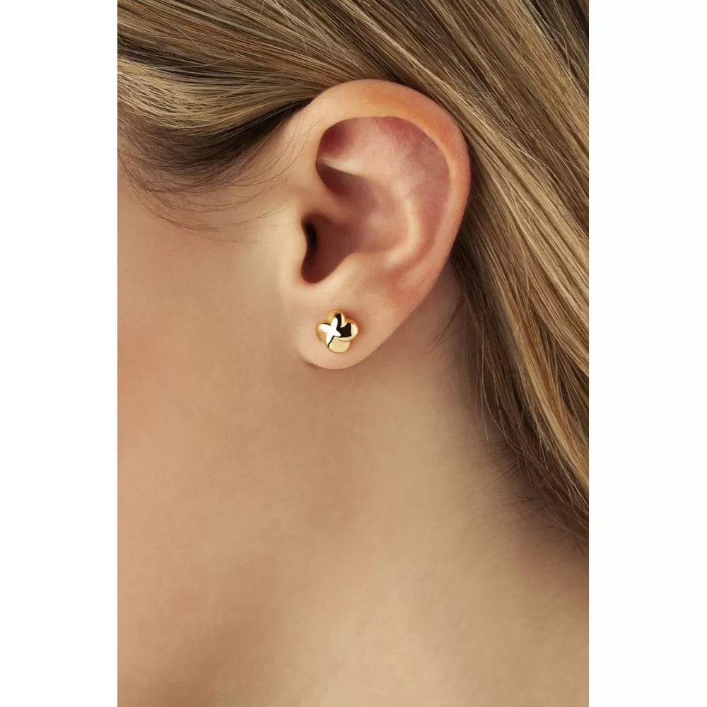 14k Gold Puffed Twist Stud Earrings