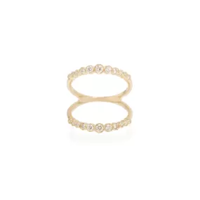 14k open graduated bezel bar ring