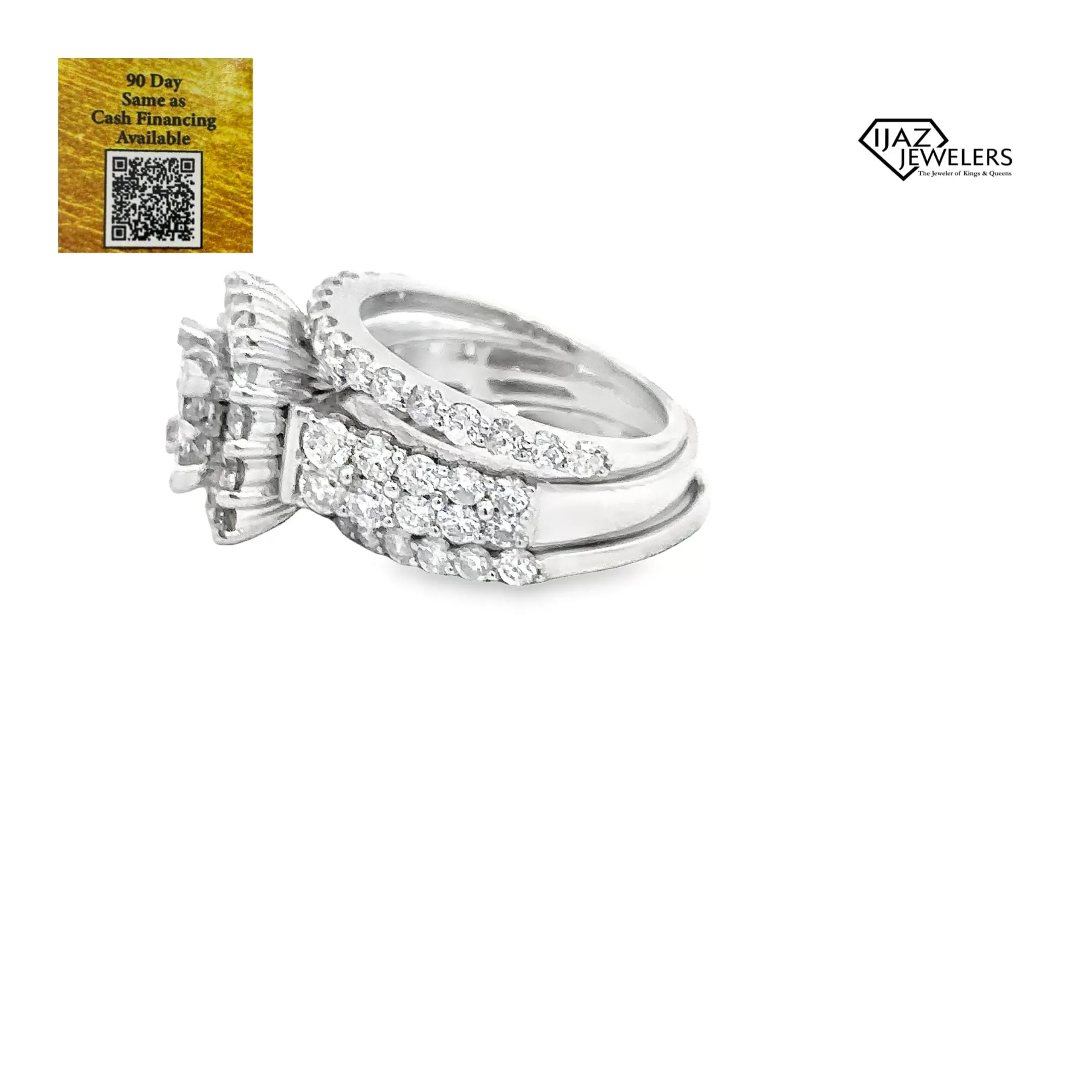 14K White Gold 3.90 CTW Diamond Ladies Wedding Set