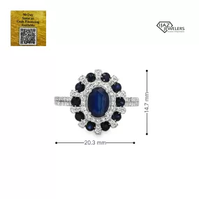 14K White Gold Diamond, Sapphire Ring