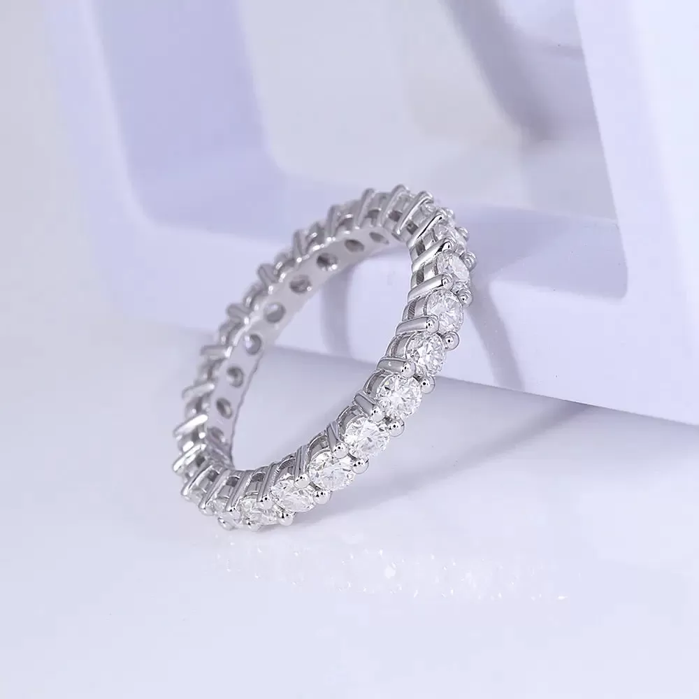 14k White Gold Moissanite Eternity Ring Approx 1.5 Carat Total