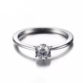 14k White Gold Solitaire Moissanite Ring 0.5ct