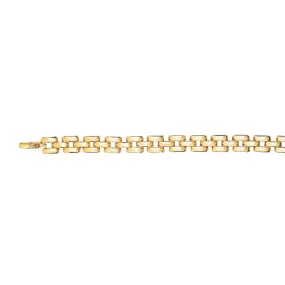 14k Yellow Gold 3 Row Panther Link Fancy Bracelet, 8