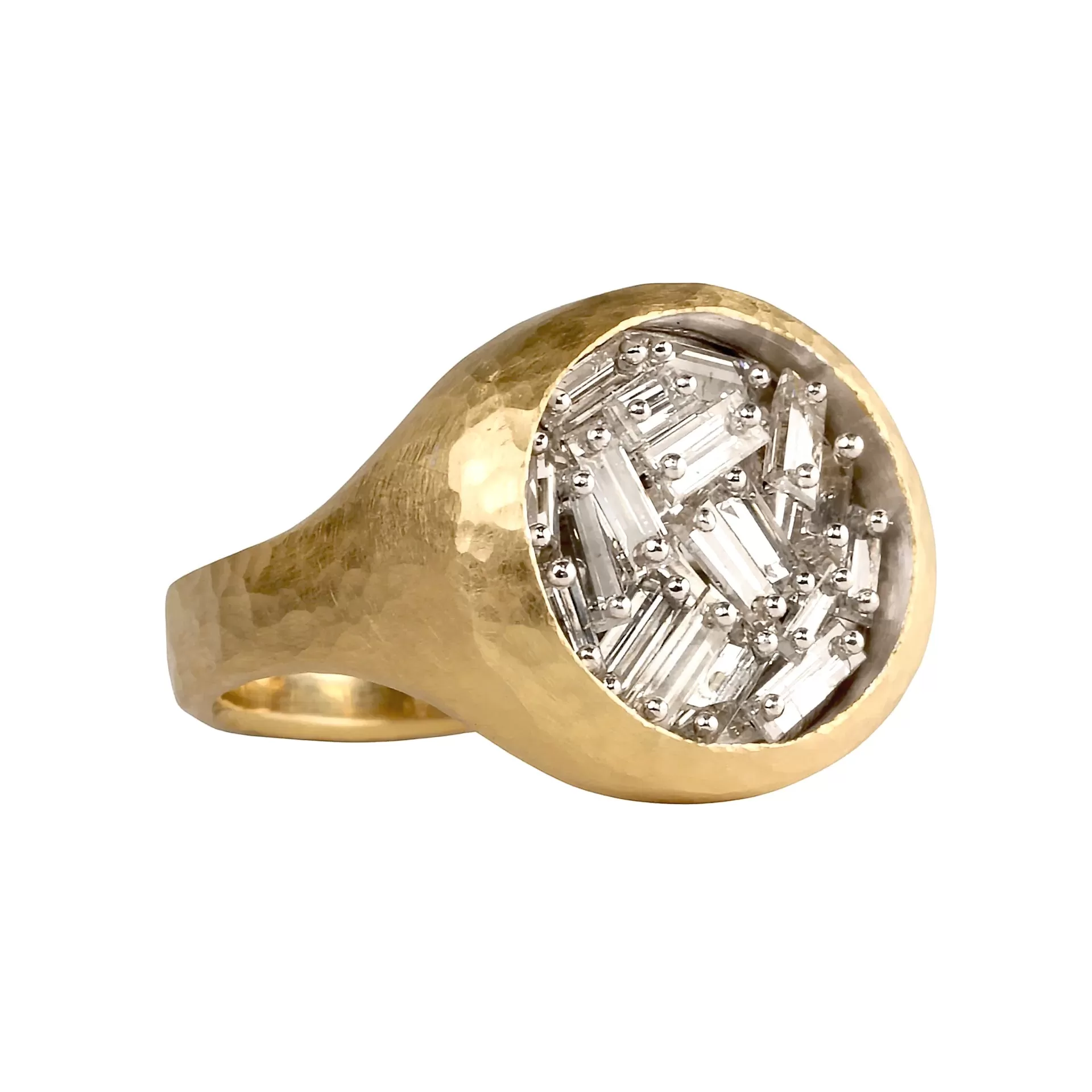 18K Gold & Platinum Pin-Set Baguette Diamond RIng