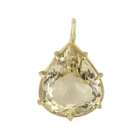 18K Gold Prong-Set Teardrop Yellow Beryl Pendant