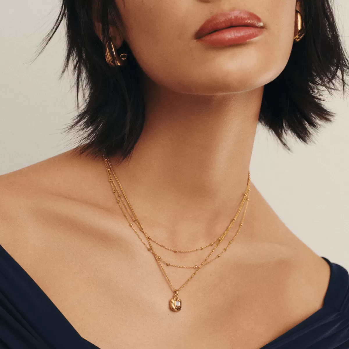 18K Gold Vermeil Double Chain Layering Necklace