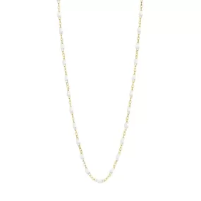 18K Gold White Resin Beaded Classic Necklace