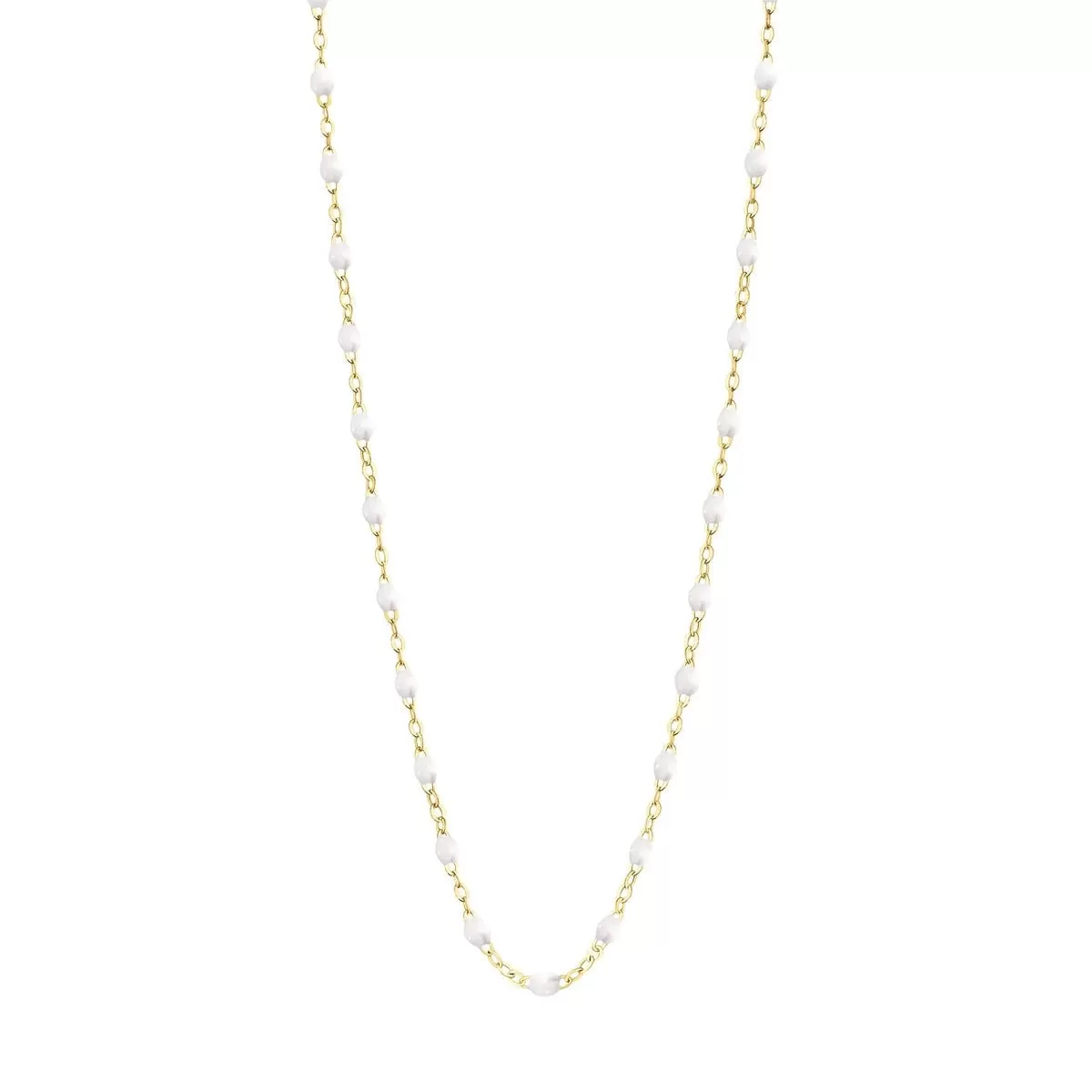 18K Gold White Resin Beaded Classic Necklace