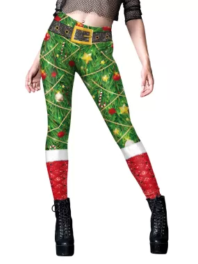 1960s Christmas Classic Element Elastic Leggings