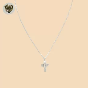 (2-66029) 925 Sterling Silver - 1mm Rolo Link Cross Necklace.