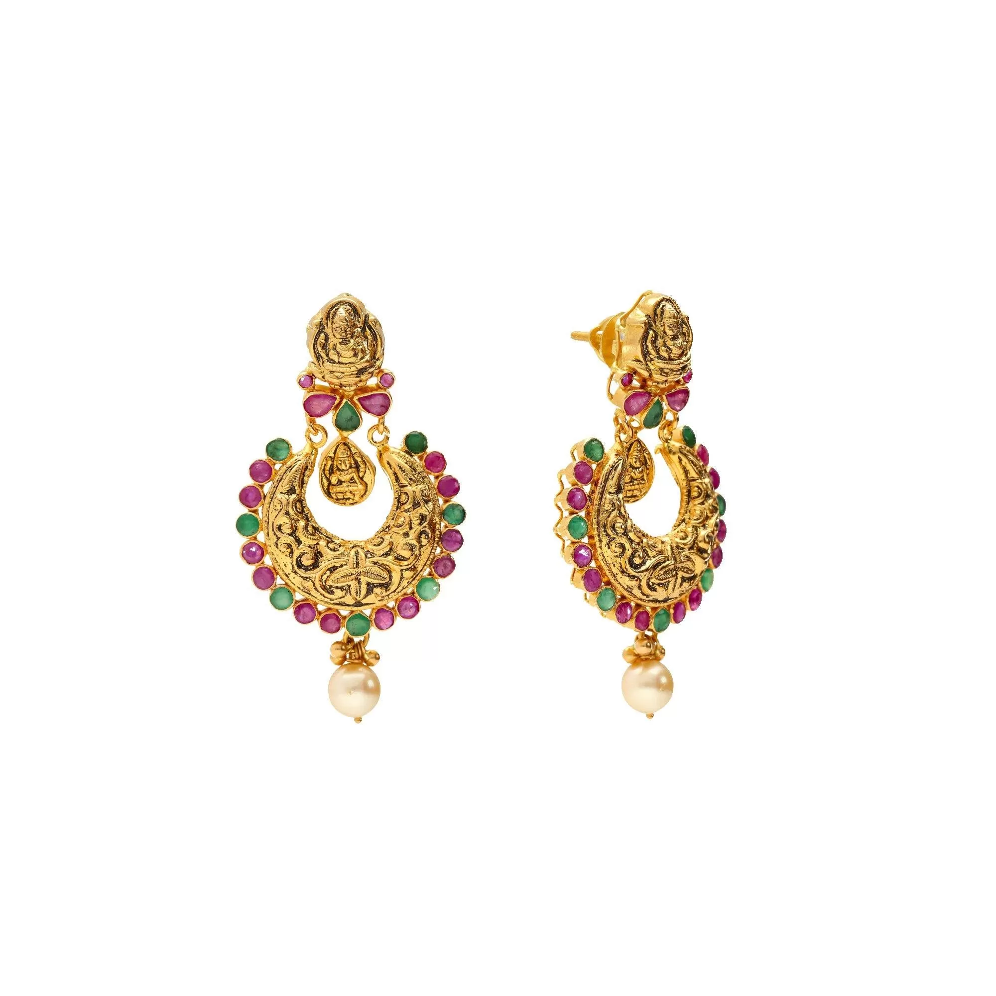 22K Gold & Gemstone Tajagna Temple Set