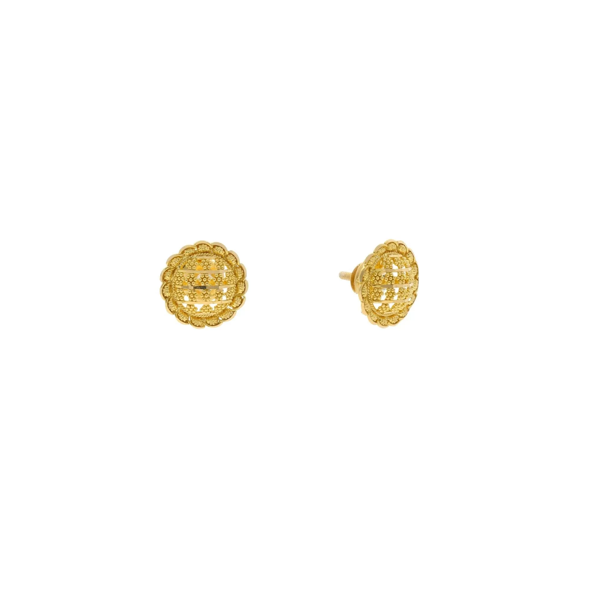 22K Yellow Gold Flower Shaped Stud Earrings, 4.7 grams