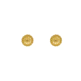 22K Yellow Gold Flower Shaped Stud Earrings, 4.7 grams