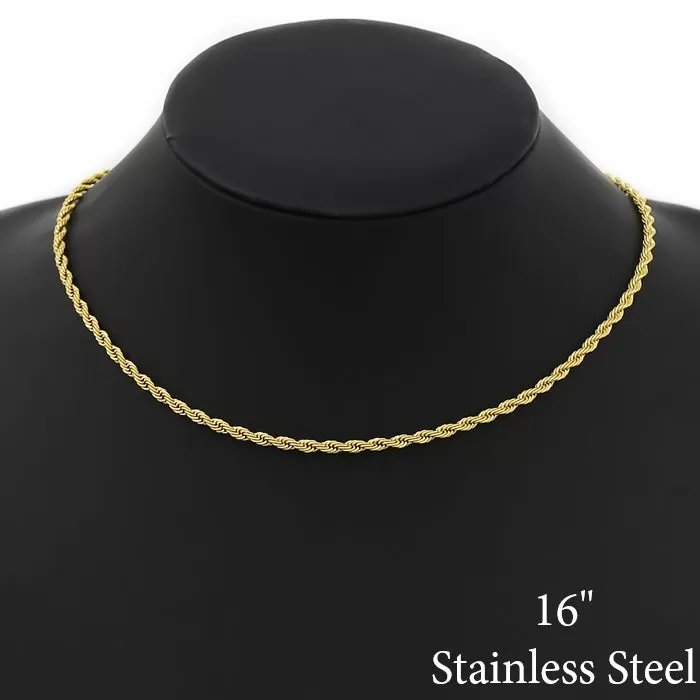 2.5 MM Rope Chain Stainless Steel Necklace