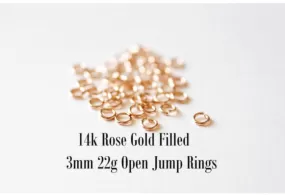 25 pcs 3mm 14K Rose Gold Filled Open Jump Rings, 3.mm Rose GOLD FILLED 14k Open Jump Rings Connectors, Rose Gold Jump Rings