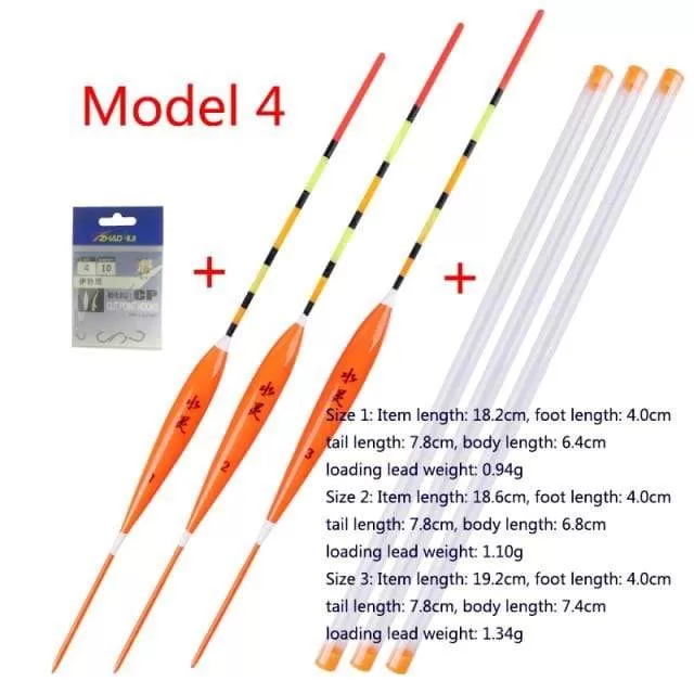 3pcs/lot Shallow Water Fishing Floats Balsa Bobber 3pcs float tubes 1 Bag Fishing hooks Fresh Water Buoy Fishing Tackles Tools