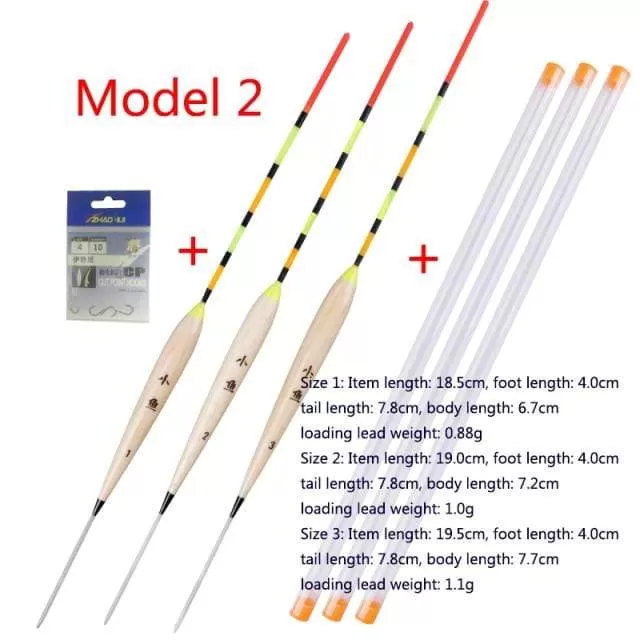 3pcs/lot Shallow Water Fishing Floats Balsa Bobber 3pcs float tubes 1 Bag Fishing hooks Fresh Water Buoy Fishing Tackles Tools