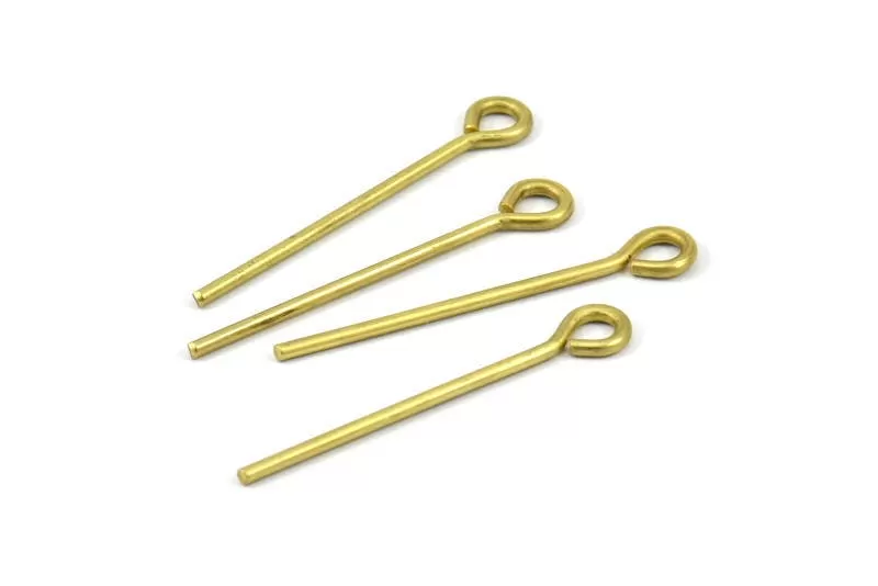 40mm Eye Pin, 25 Raw Brass Eye Pins, Findings (40x1.5mm) BS 2282