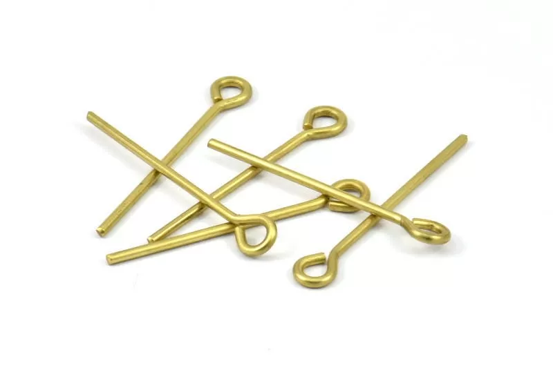 40mm Eye Pin, 25 Raw Brass Eye Pins, Findings (40x1.5mm) BS 2282