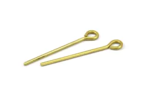 40mm Eye Pin, 25 Raw Brass Eye Pins, Findings (40x1.5mm) BS 2282