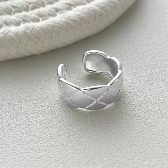 925 Sterling Silver Lattice Plain Ring