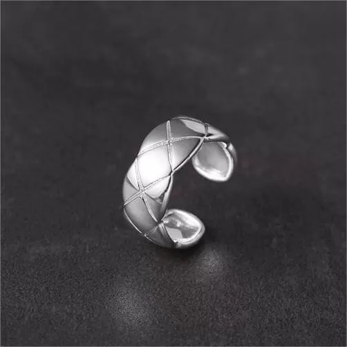 925 Sterling Silver Lattice Plain Ring