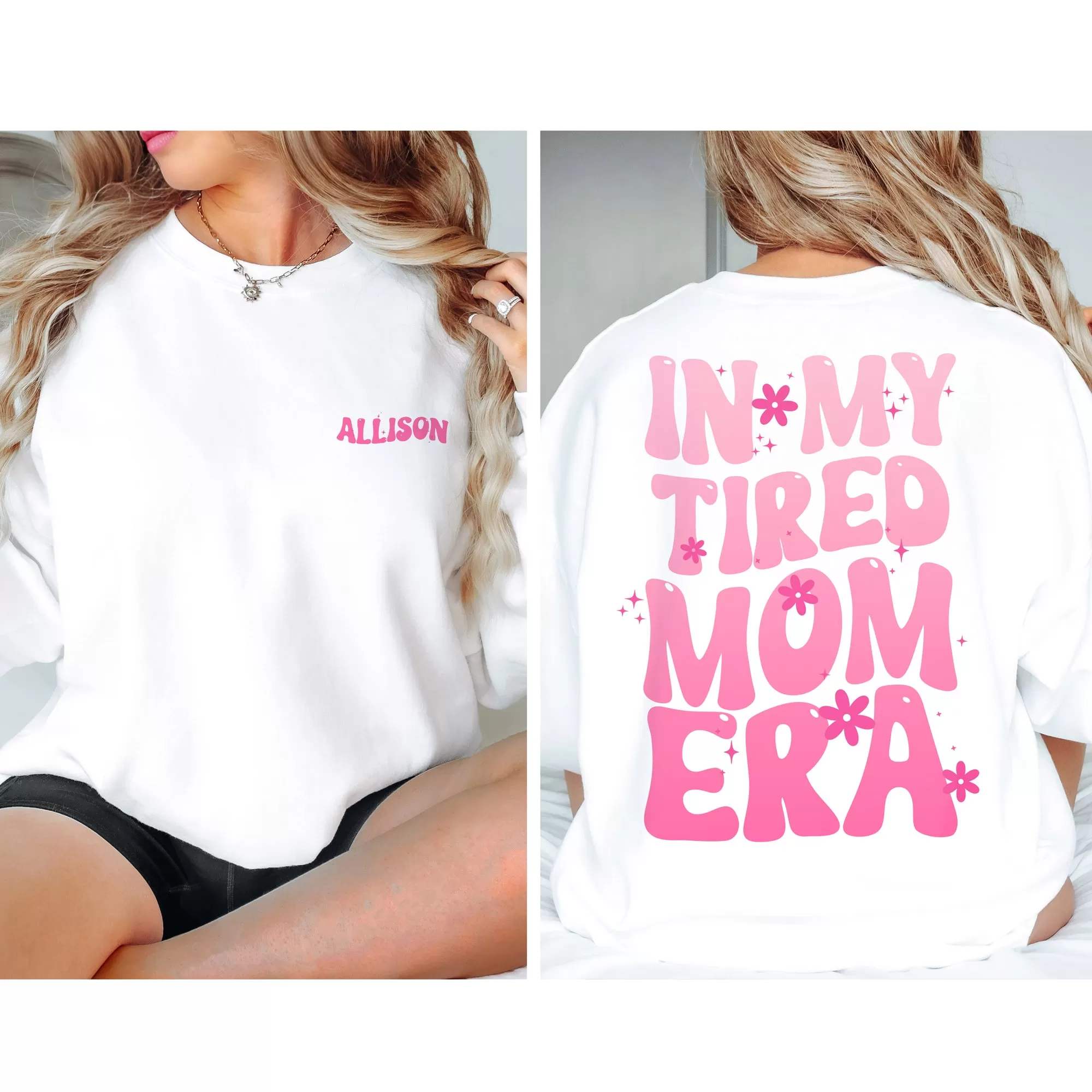 ADULT Mom Era -CREWNECK WHITE SWEATSHIRT