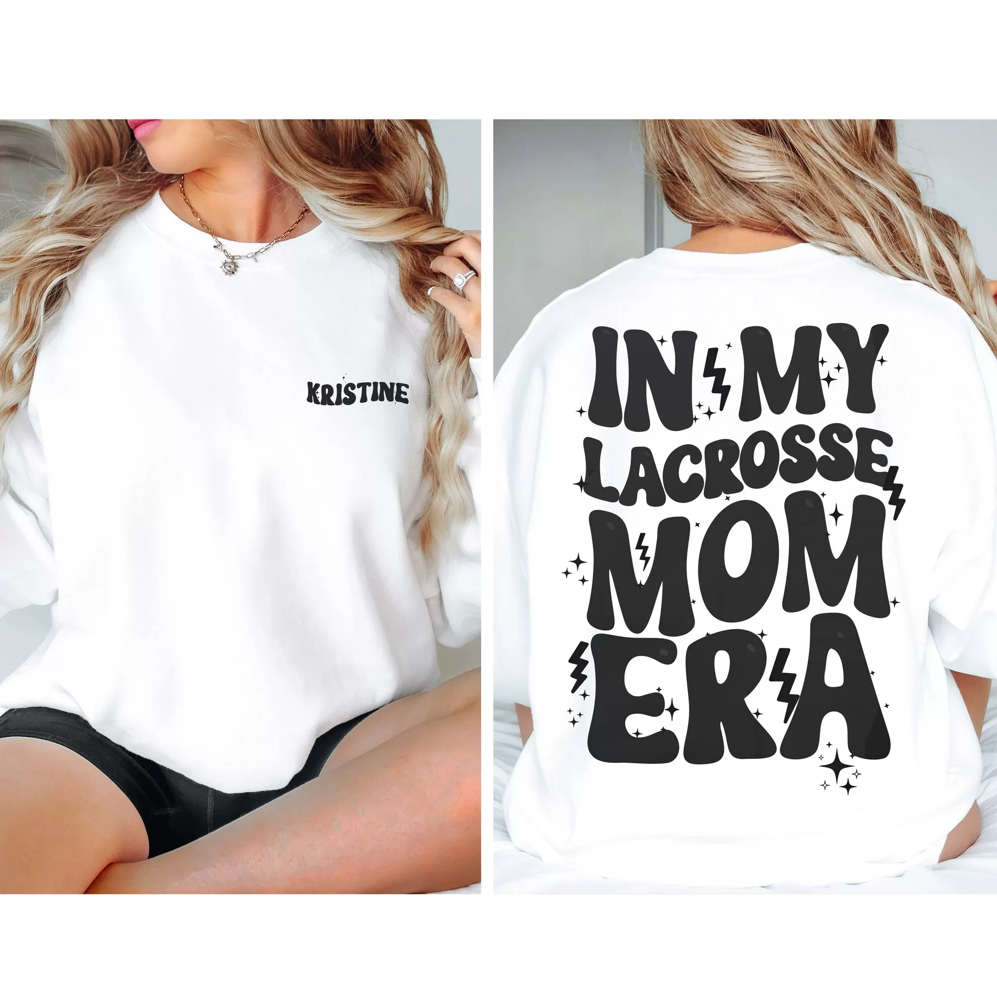 ADULT Mom Era -CREWNECK WHITE SWEATSHIRT