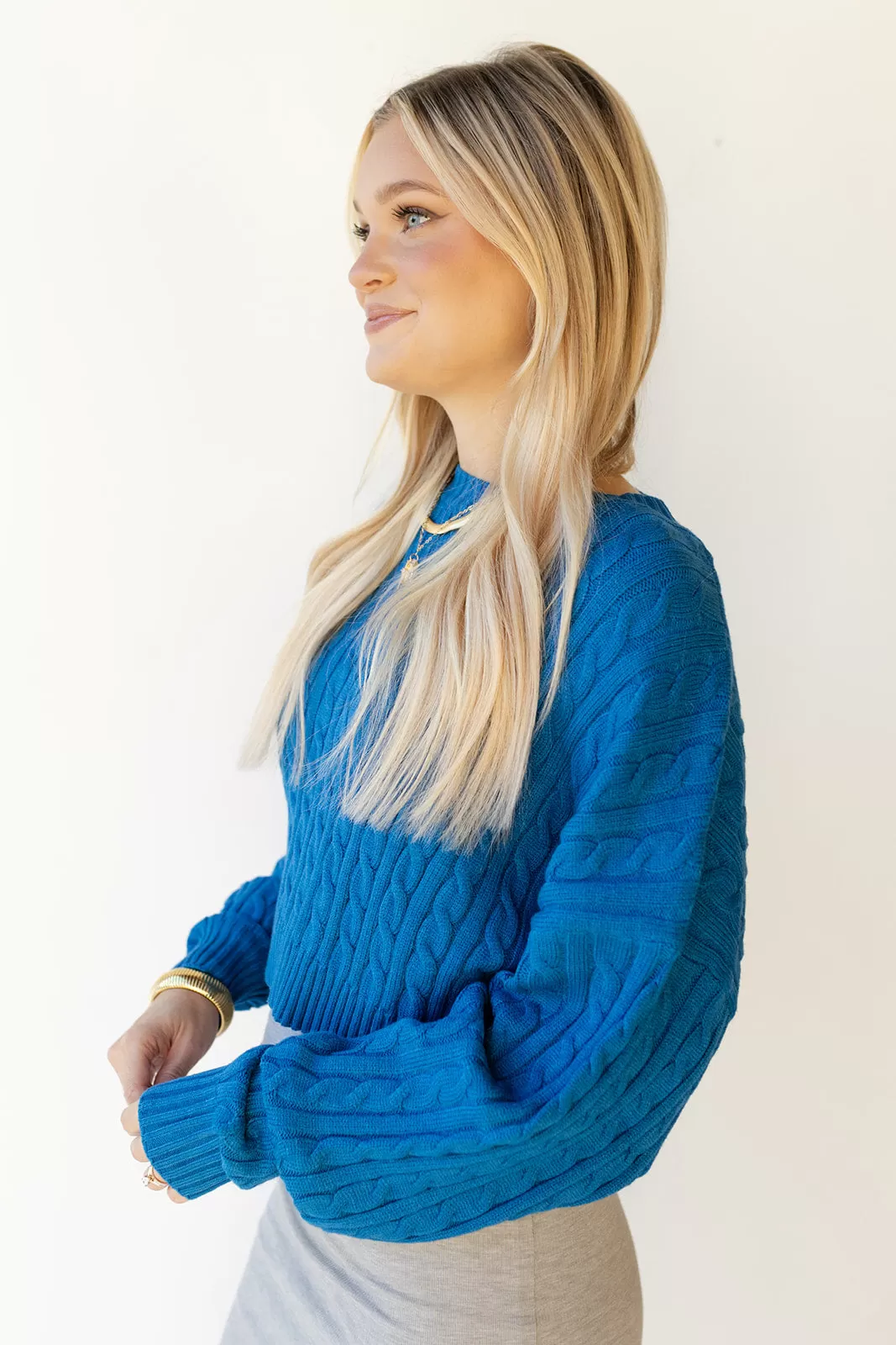 andrea cableknit crop sweater