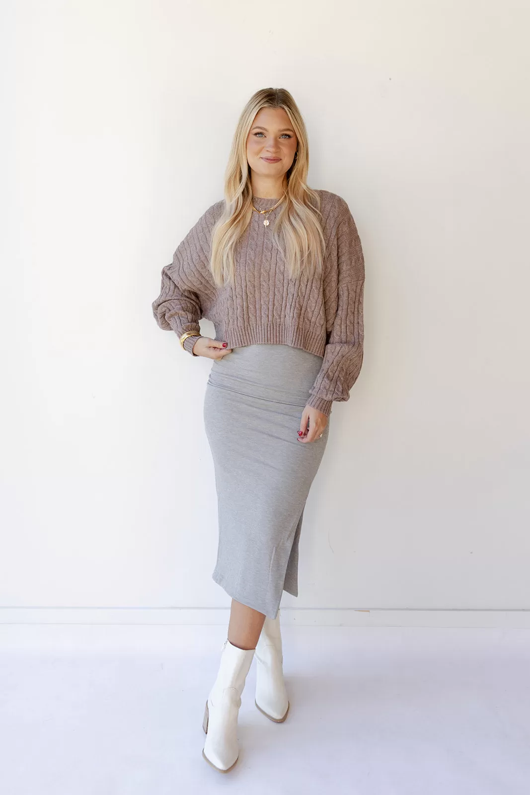 andrea cableknit crop sweater