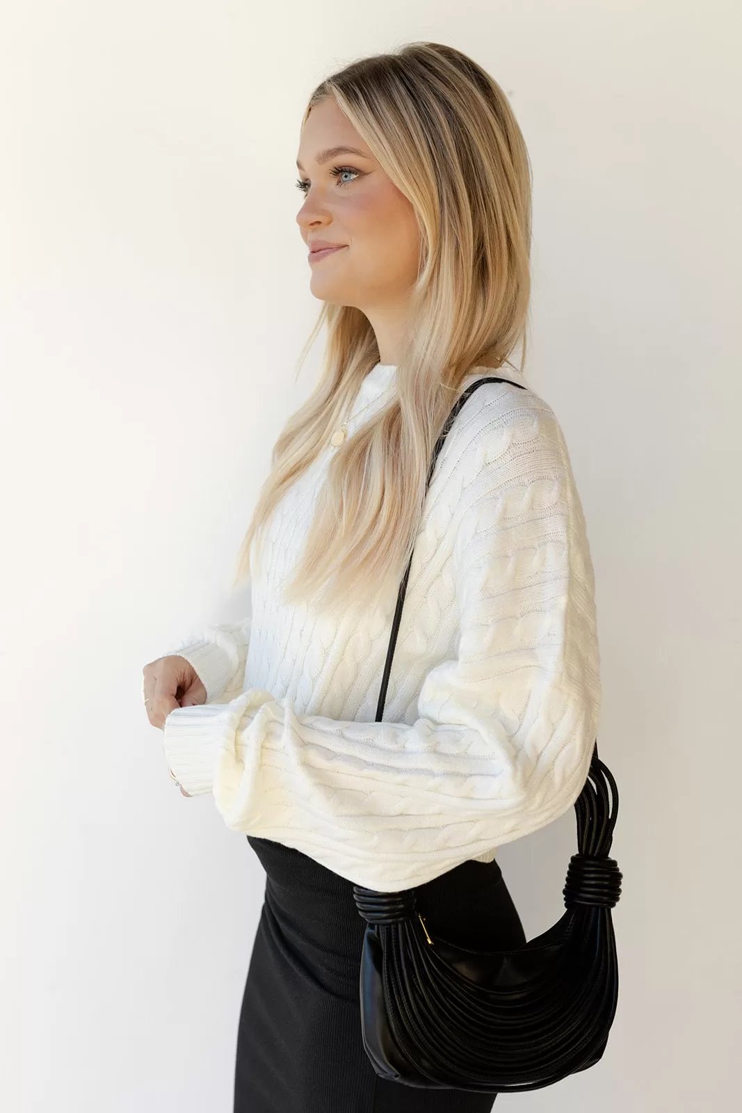 andrea cableknit crop sweater