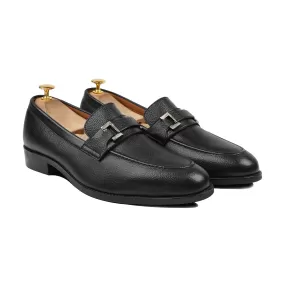 ATHENA - BLACK PEBBLE GRAIN LOAFER