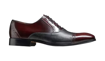 Barker Ramsgate Toe-Cap Oxford Shoe - Burgundy High-Shine/Black