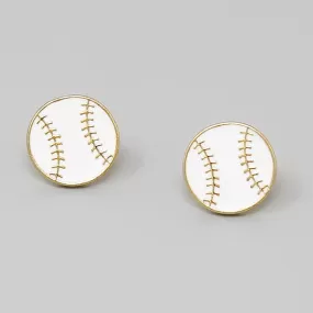 Baseball Enamel Stud Earrings