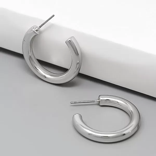 Basic Metal Tube Hoop Earrings