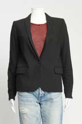 Black Linen Single Button Preowned Blazer