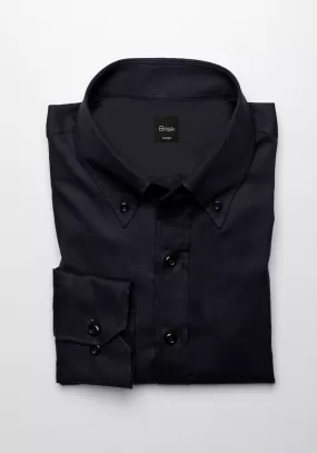 Black Structured Button Down Collar Shirt