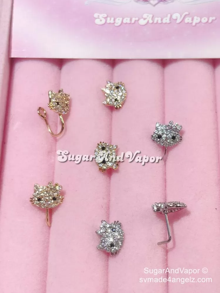 Bling Cute Kitten Nose Rings