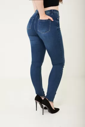 Blue High Waist Skinny Jegging