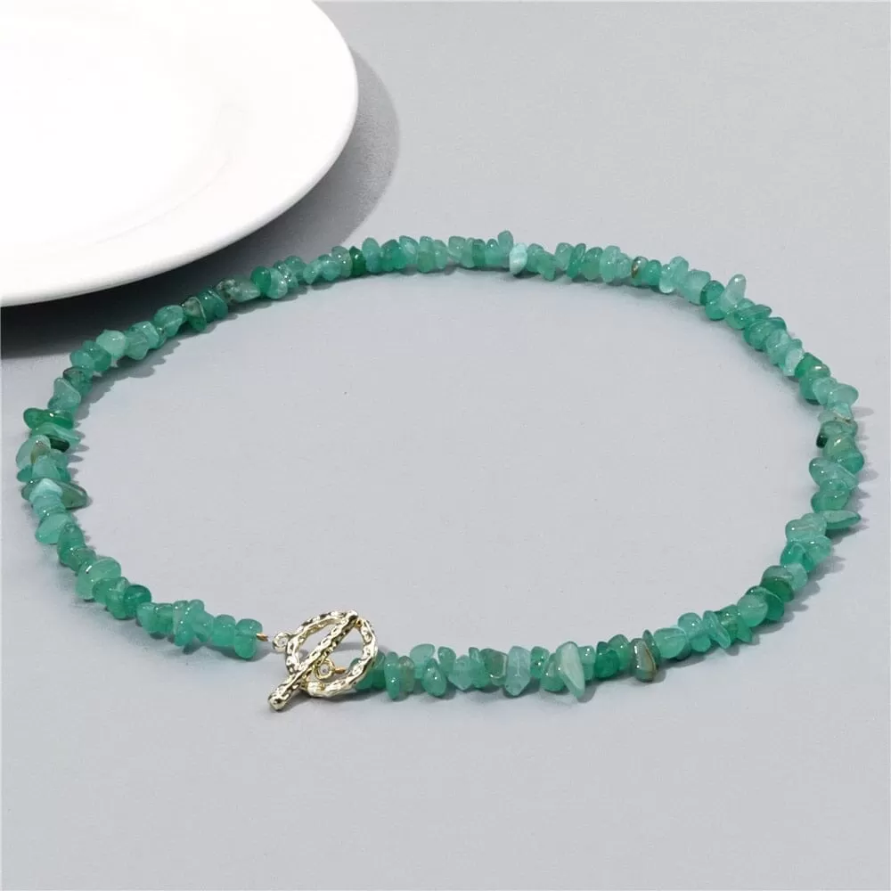 Boho Fashion Aventurine and other Stone Chips Choker