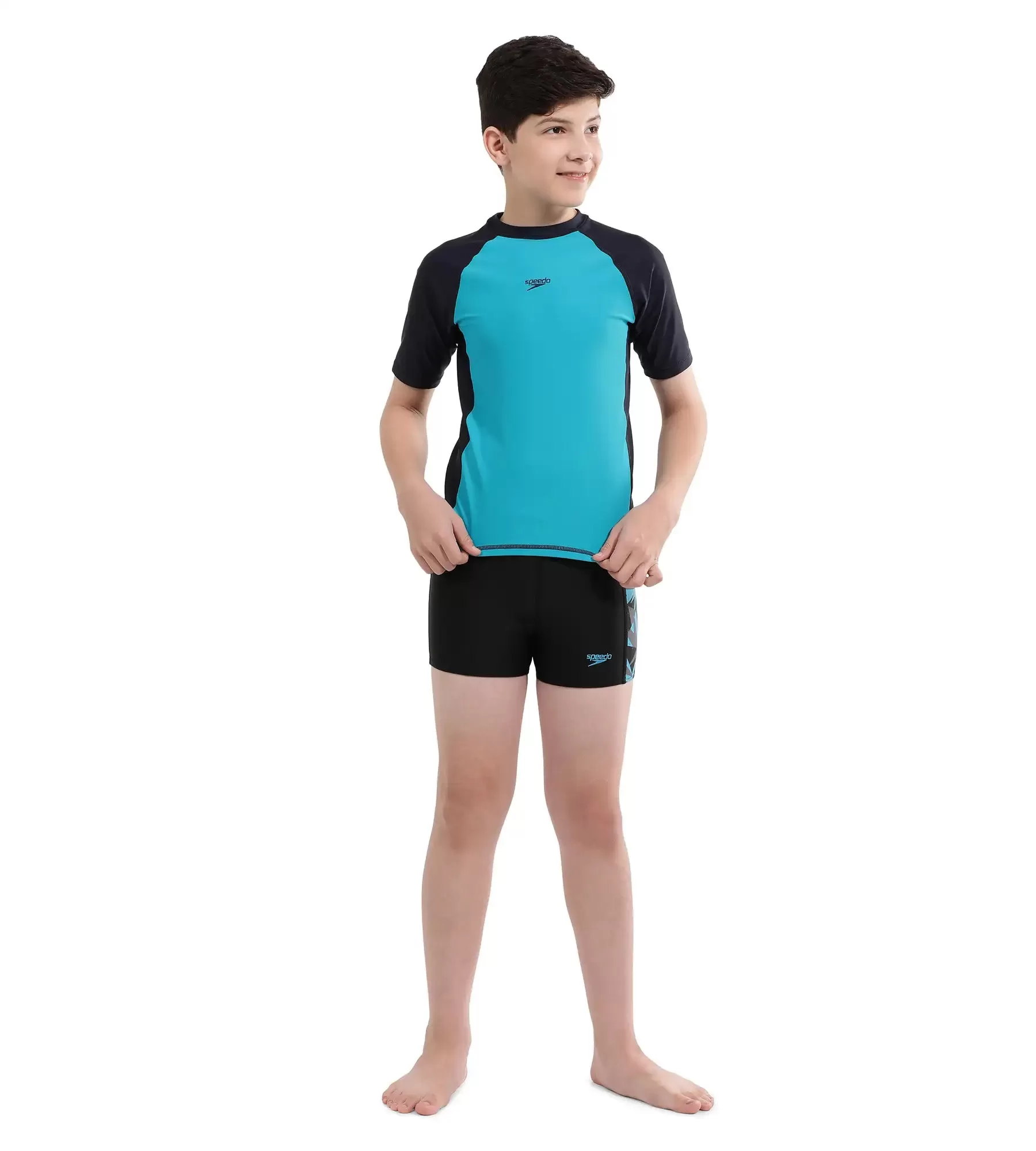 Boy's Endurance Short Sleeve Suntop - Aquarium  &  True Navy