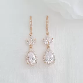 Bridal & Wedding Ear Hook Earrings in Rose Gold for Brides- Lotus